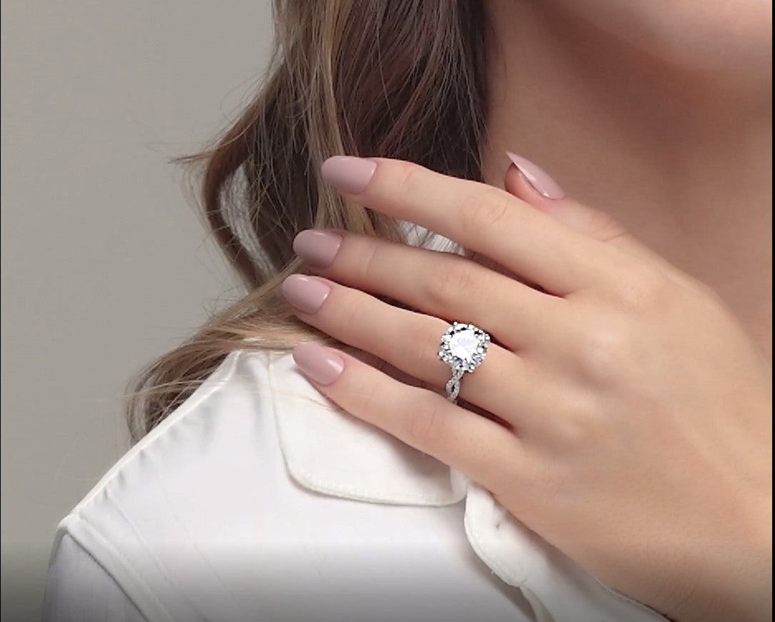 5.30 Ctw Round Lab Grown Diamond Double Twist Engagement Ring
