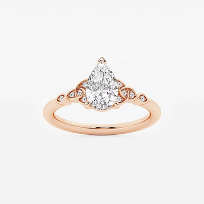 1.05 ctw Pear Hazel Lab Grown Diamond Celtic Knot Side Stone Engagement Ring