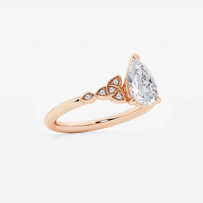 1.05 ctw Pear Hazel Lab Grown Diamond Celtic Knot Side Stone Engagement Ring