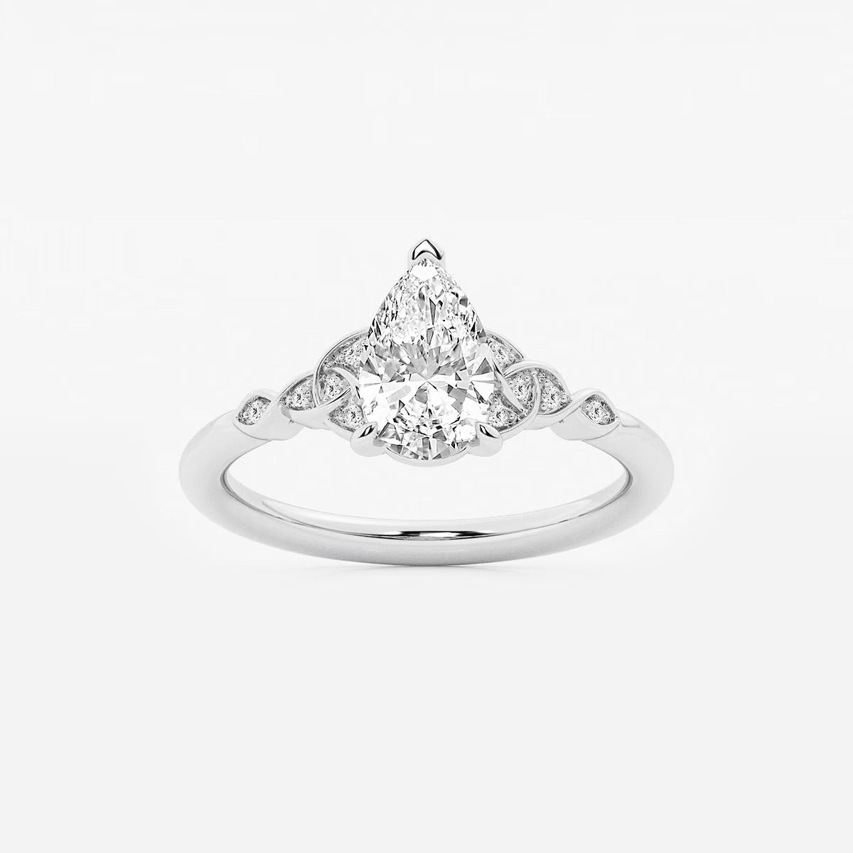 1.05 ctw Pear Hazel Lab Grown Diamond Celtic Knot Side Stone Engagement Ring