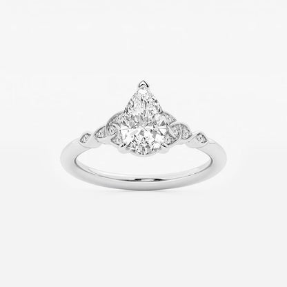 1.05 ctw Pear Hazel Lab Grown Diamond Celtic Knot Side Stone Engagement Ring