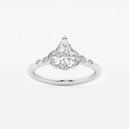 1.05 ctw Pear Hazel Lab Grown Diamond Celtic Knot Side Stone Engagement Ring