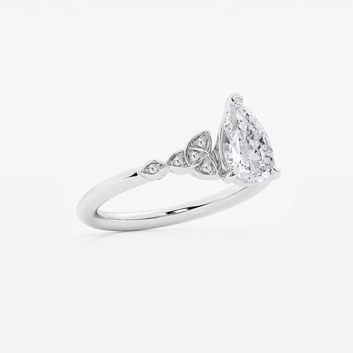 1.05 ctw Pear Hazel Lab Grown Diamond Celtic Knot Side Stone Engagement Ring