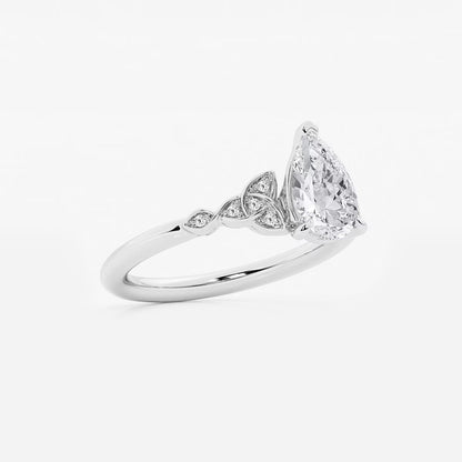 1.05 ctw Pear Hazel Lab Grown Diamond Celtic Knot Side Stone Engagement Ring