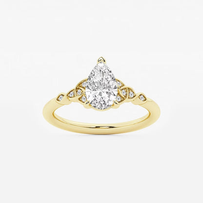 1.05 ctw Pear Hazel Lab Grown Diamond Celtic Knot Side Stone Engagement Ring