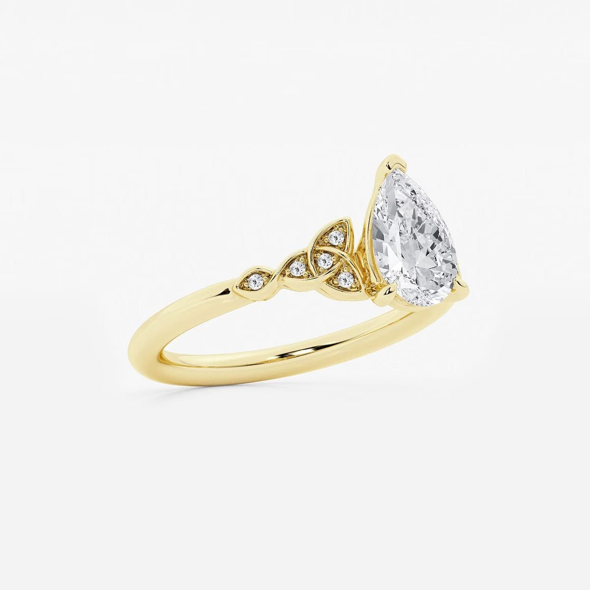 1.05 ctw Pear Hazel Lab Grown Diamond Celtic Knot Side Stone Engagement Ring