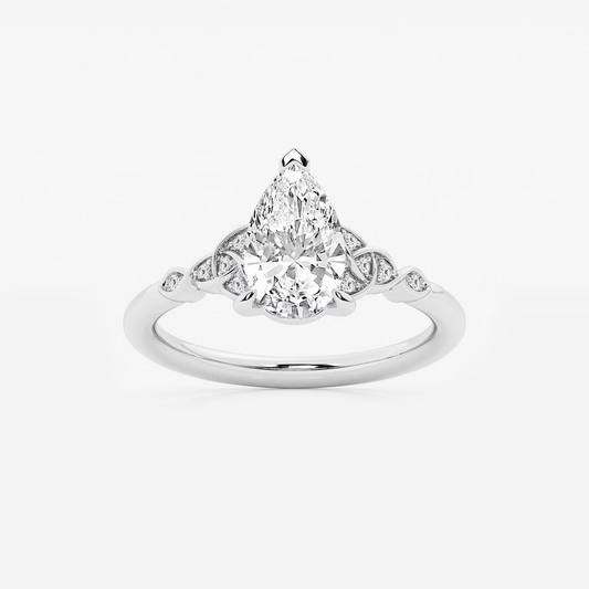 1.55 ctw Pear Hazel Lab Grown Diamond Celtic Knot Side Stone Engagement Ring