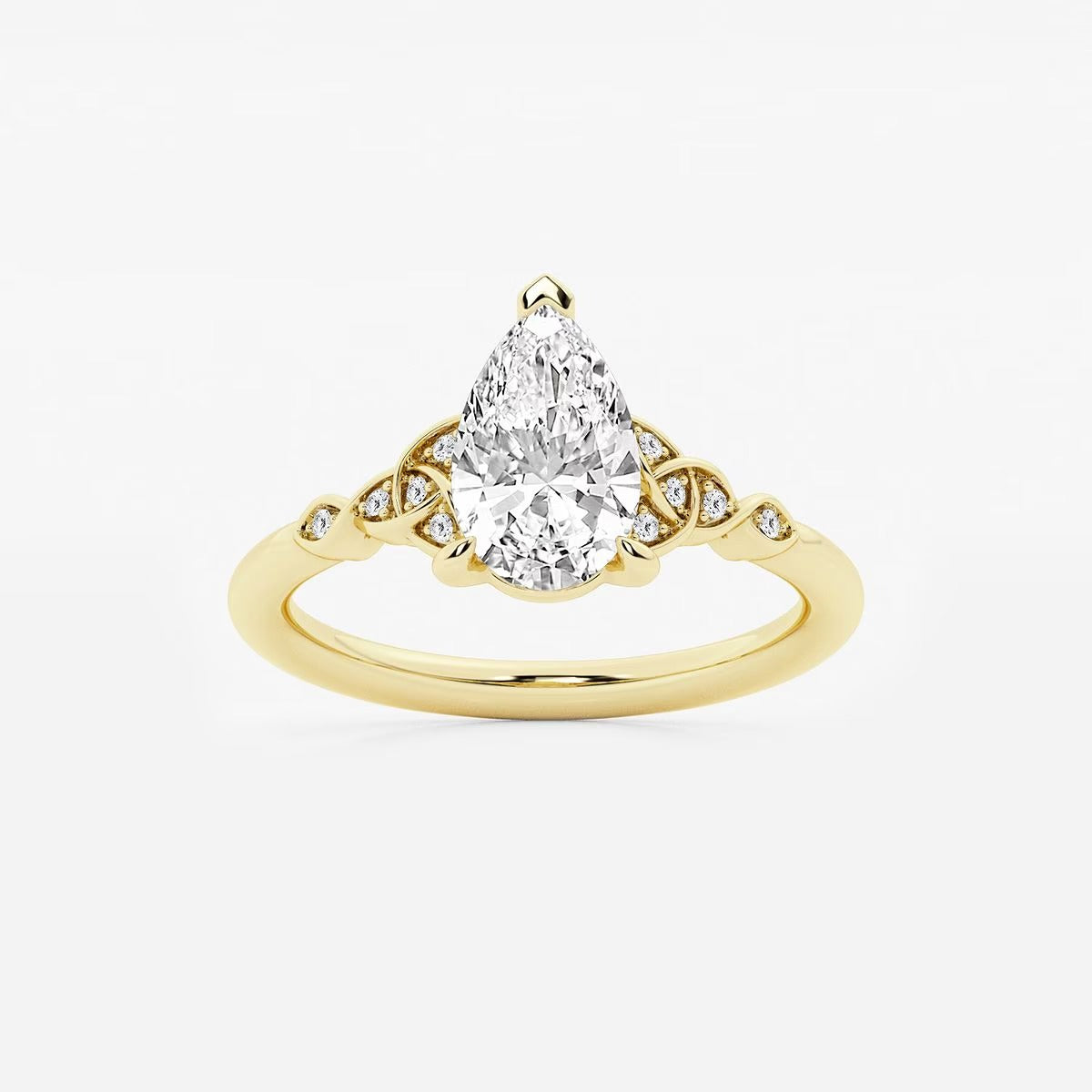 1.55 ctw Pear Hazel Lab Grown Diamond Celtic Knot Side Stone Engagement Ring