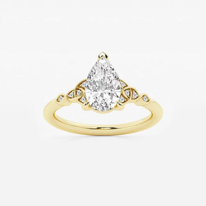 1.55 ctw Pear Hazel Lab Grown Diamond Celtic Knot Side Stone Engagement Ring