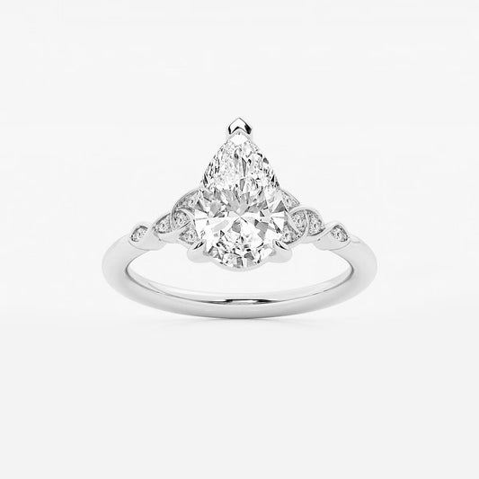 2.05 ctw Pear Hazel Lab Grown Diamond Celtic Knot Side Stone Engagement Ring