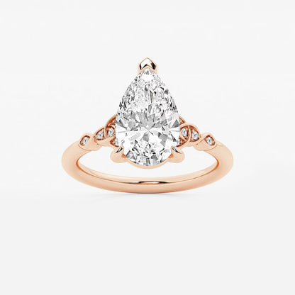 3.05 ctw Pear Hazel Lab Grown Diamond Celtic Knot Side Stone Engagement Ring