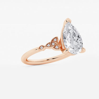 3.05 ctw Pear Hazel Lab Grown Diamond Celtic Knot Side Stone Engagement Ring