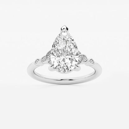 3.05 ctw Pear Hazel Lab Grown Diamond Celtic Knot Side Stone Engagement Ring