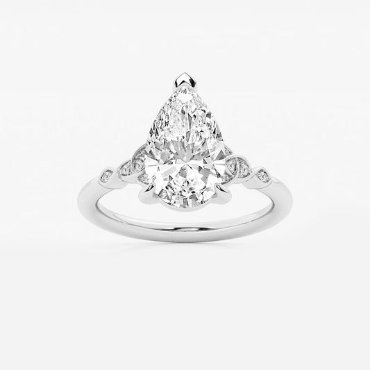 3.05 ctw Pear Hazel Lab Grown Diamond Celtic Knot Side Stone Engagement Ring
