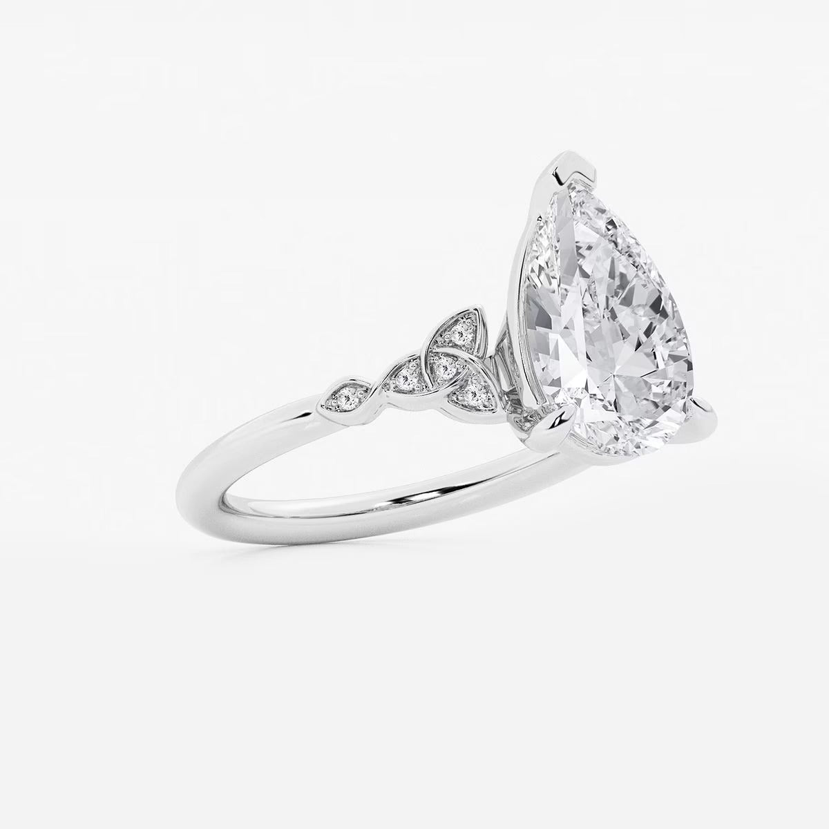 3.05 ctw Pear Hazel Lab Grown Diamond Celtic Knot Side Stone Engagement Ring