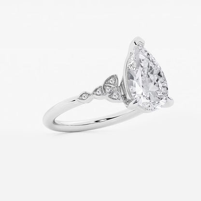 3.05 ctw Pear Hazel Lab Grown Diamond Celtic Knot Side Stone Engagement Ring