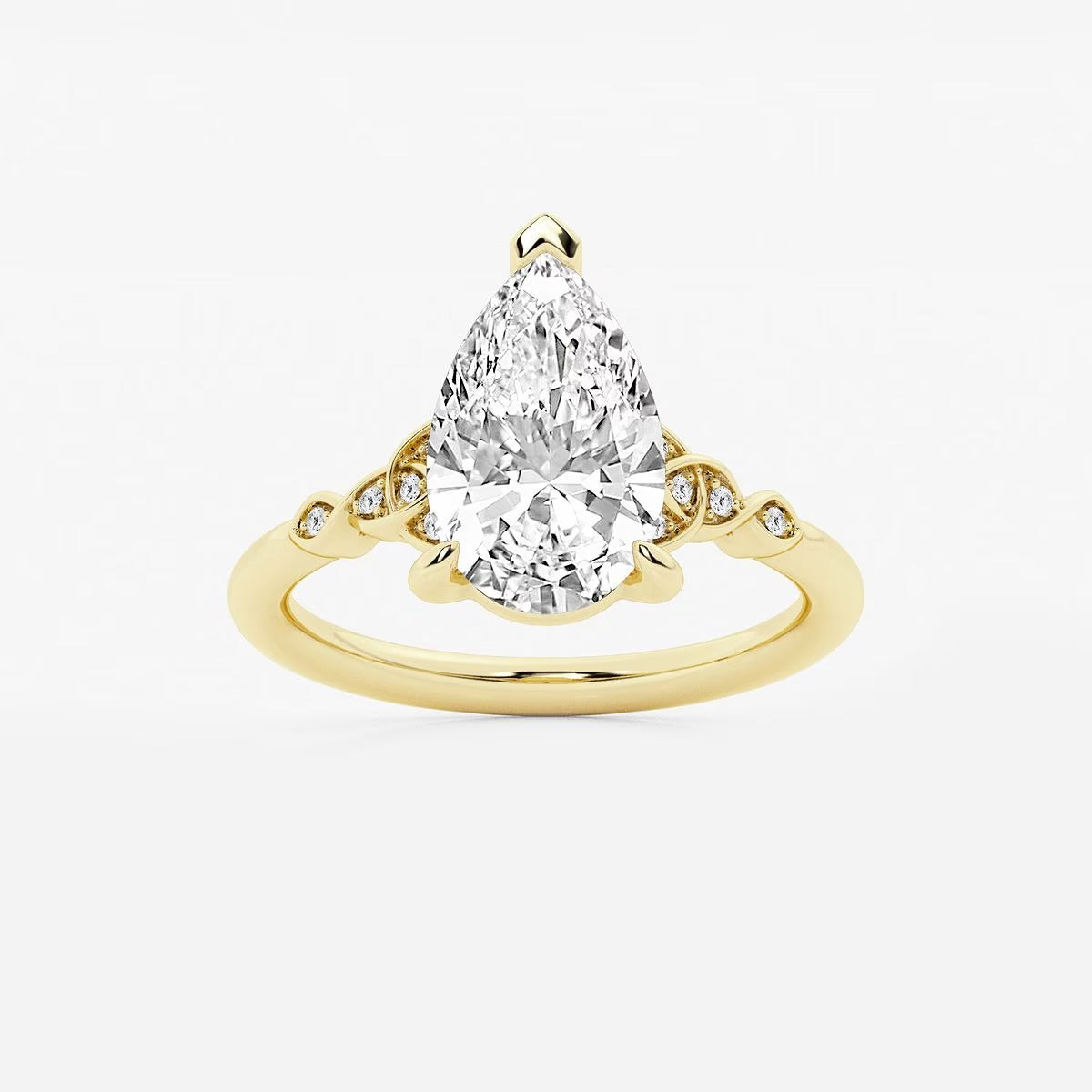 3.05 ctw Pear Hazel Lab Grown Diamond Celtic Knot Side Stone Engagement Ring