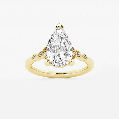3.05 ctw Pear Hazel Lab Grown Diamond Celtic Knot Side Stone Engagement Ring