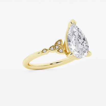 3.05 ctw Pear Hazel Lab Grown Diamond Celtic Knot Side Stone Engagement Ring