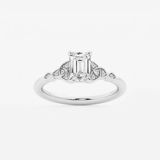 1.05 ctw Emerald Hazel Lab Grown Diamond Celtic Knot Side Stone Engagement Ring