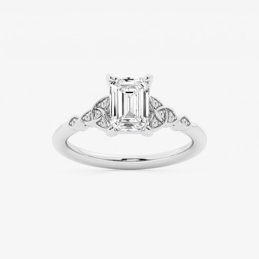 1.55 ctw Emerald Hazel Lab Grown Diamond Celtic Knot Side Stone Engagement Ring