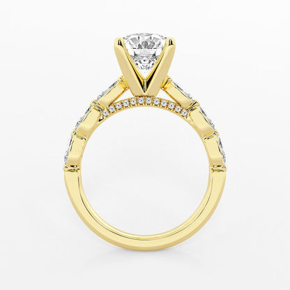 2.50 Ct Oval Lab Grown Diamond Engagement Ring with Floating Marquise Side Accents