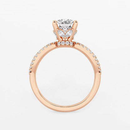 2.50 CT Oval Lab Grown Diamond Twist Shank Hidden Halo Engagement Ring