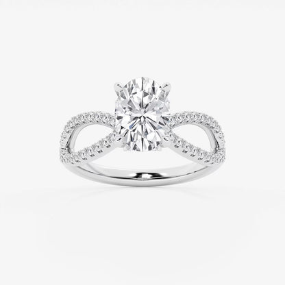 2.50 CT Oval Lab Grown Diamond Twist Shank Hidden Halo Engagement Ring