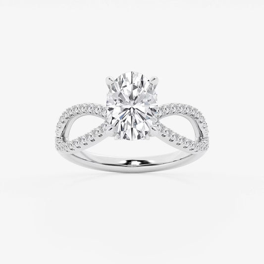 2.50 CT Oval Lab Grown Diamond Twist Shank Hidden Halo Engagement Ring