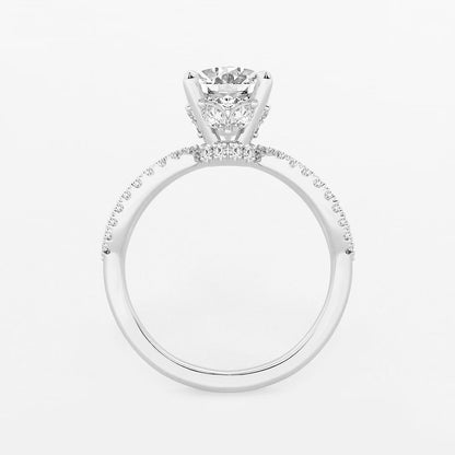 2.50 CT Oval Lab Grown Diamond Twist Shank Hidden Halo Engagement Ring