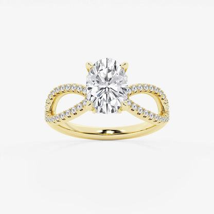2.50 CT Oval Lab Grown Diamond Twist Shank Hidden Halo Engagement Ring