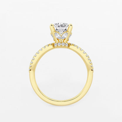 2.50 CT Oval Lab Grown Diamond Twist Shank Hidden Halo Engagement Ring