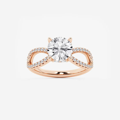 2.50 CT Round Lab Grown Diamond Twist Shank Hidden Halo Engagement Ring