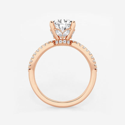 2.50 CT Round Lab Grown Diamond Twist Shank Hidden Halo Engagement Ring
