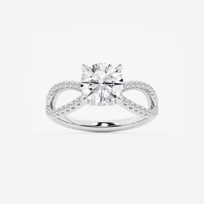 2.50 CT Round Lab Grown Diamond Twist Shank Hidden Halo Engagement Ring