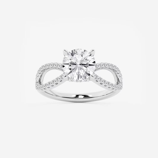 2.50 CT Round Lab Grown Diamond Twist Shank Hidden Halo Engagement Ring
