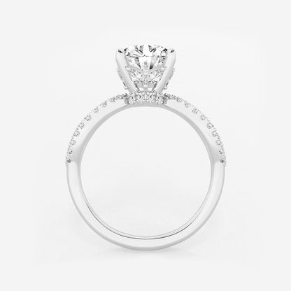 2.50 CT Round Lab Grown Diamond Twist Shank Hidden Halo Engagement Ring