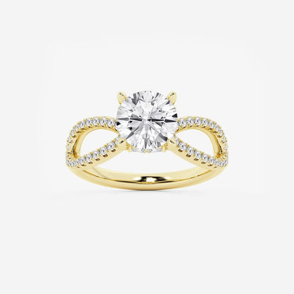 2.50 CT Round Lab Grown Diamond Twist Shank Hidden Halo Engagement Ring