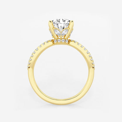 2.50 CT Round Lab Grown Diamond Twist Shank Hidden Halo Engagement Ring
