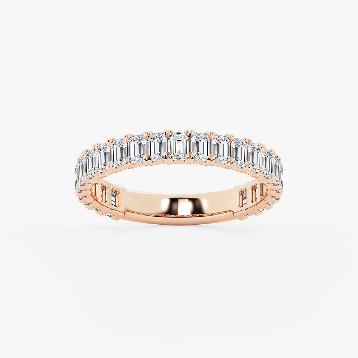 1.50 Ct Emerald Cut Semi Eternity Ring Wedding Ring