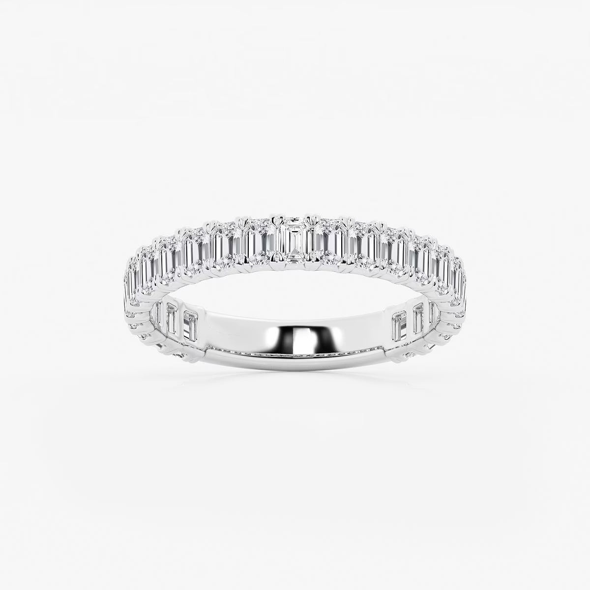 1.50 Ct Emerald Cut Semi Eternity Ring Wedding Ring