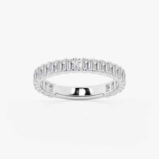 1.50 Ct Emerald Cut Semi Eternity Ring Engagement Ring