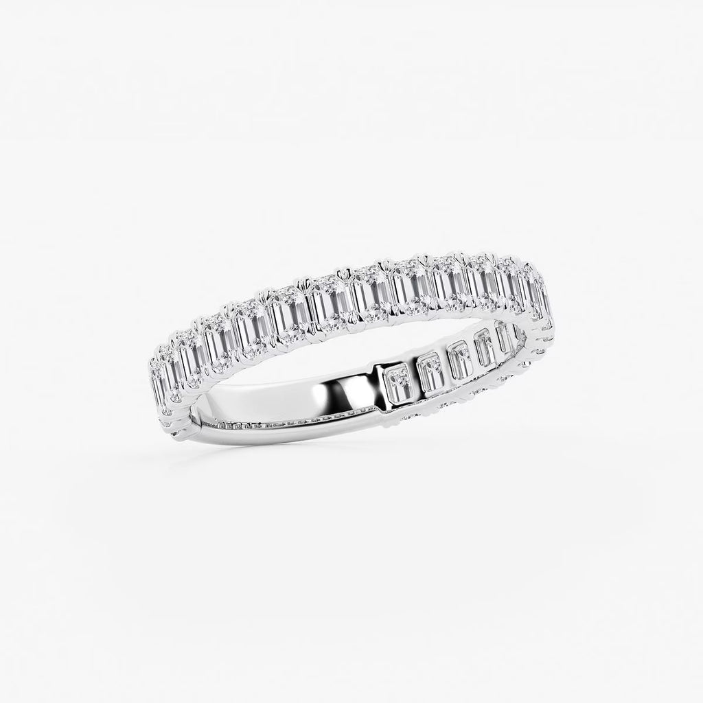 1.50 Ct Emerald Cut Semi Eternity Ring Wedding Ring