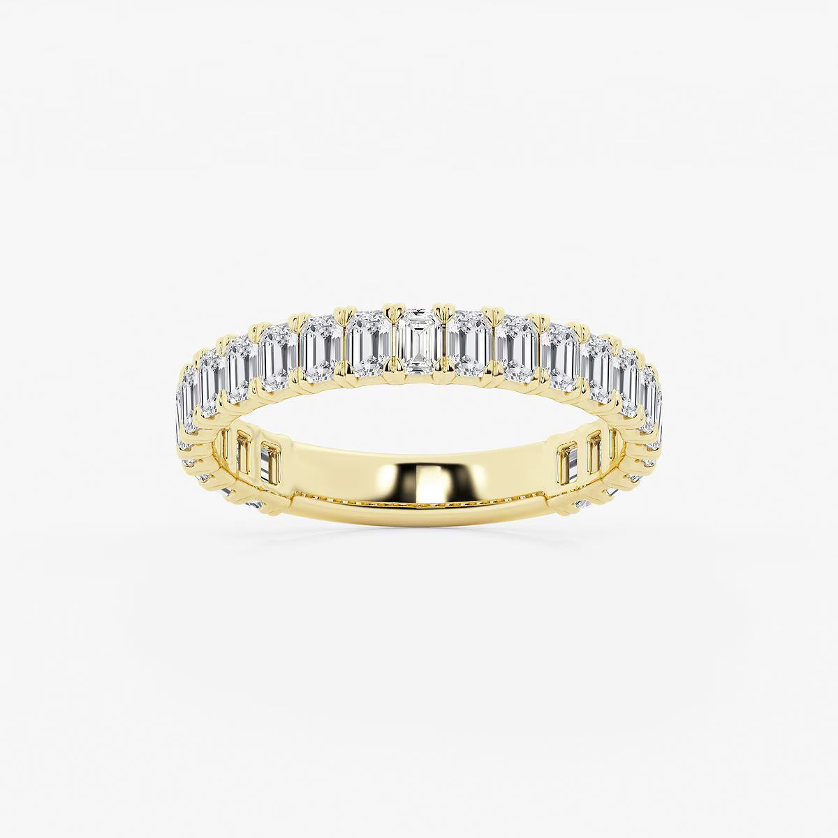 1.50 Ct Emerald Cut Semi Eternity Ring Wedding Ring