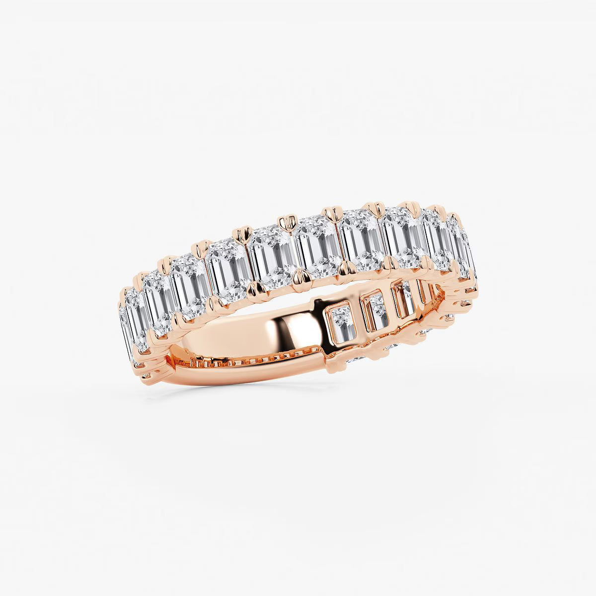 3.00 Ct Emerald Cut Three Quarter Eternity Ring Wedding Ring