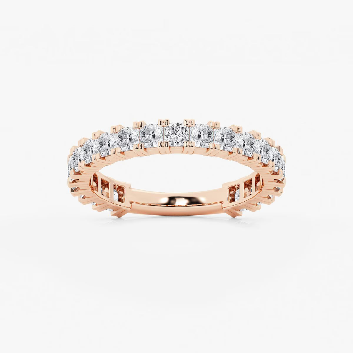 1.50 Ct Princess Half Set Shared Prong Eternity Ring Wedding Ring