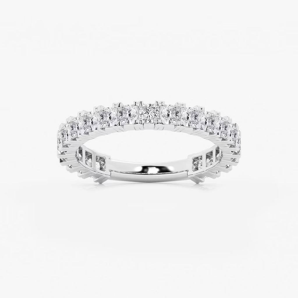 1.50 Ct Princess Half Set Shared Prong Eternity Ring Wedding Ring