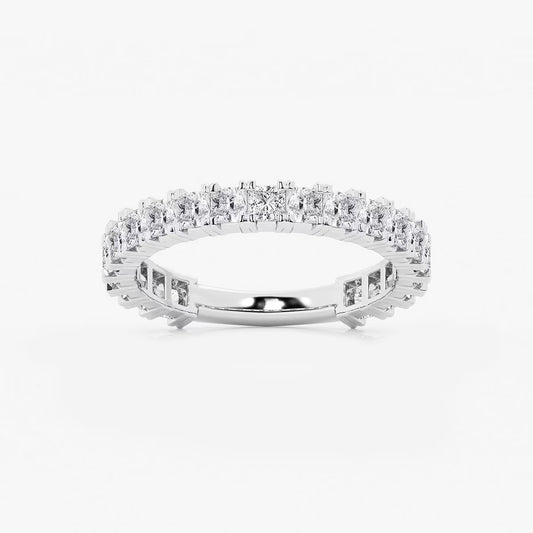 1.50 Ct Princess Half Set Shared Prong Eternity Ring Engagement Ring