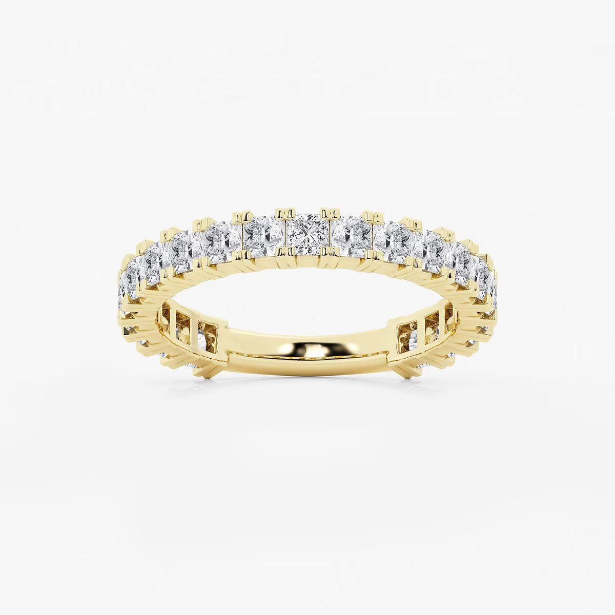 1.50 Ct Princess Half Set Shared Prong Eternity Ring Wedding Ring