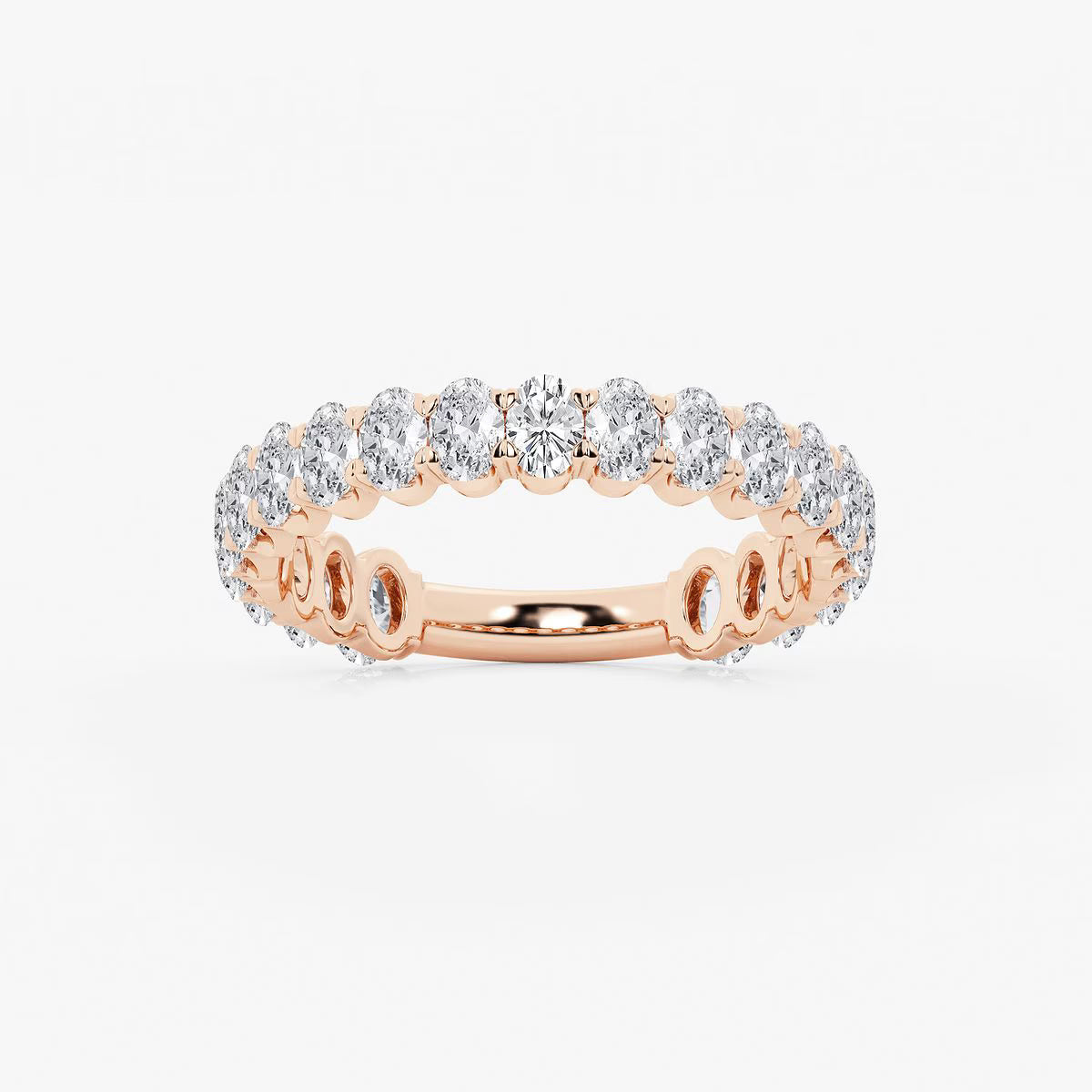 1.50 Ct Oval Diamond Half Cut Eternity Ring Wedding Ring